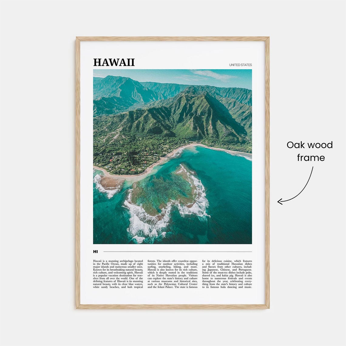 Hawaii Aerial Tropical Coastline Turquoise Waves Cliffs Travel Poster - Image 3