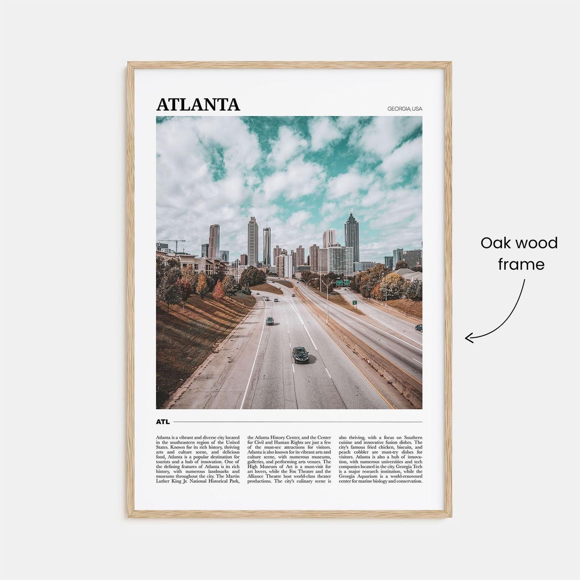 Atlanta Georgia Travel Poster Downtown Skyline Highway City View - Image 3
