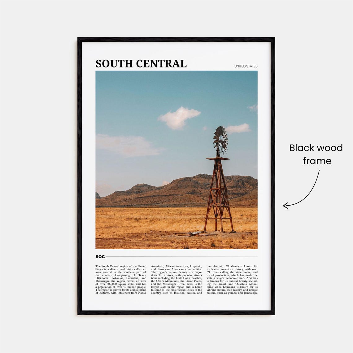 South Central USA Desert Windmill Rustic Western Scene Travel Poster - Image 2
