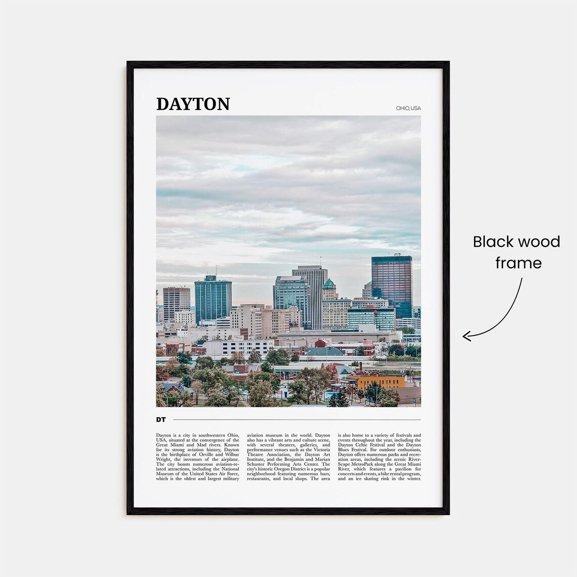Dayton Ohio USA Downtown Skyline Cityscape Urban Travel Poster - Image 2