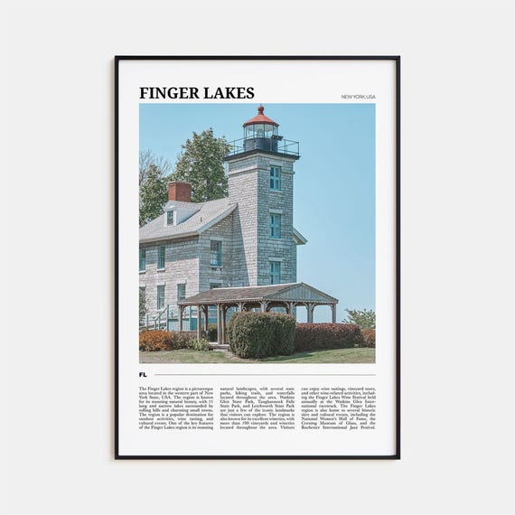 Finger Lakes Travel Poster, New York USA Art Print