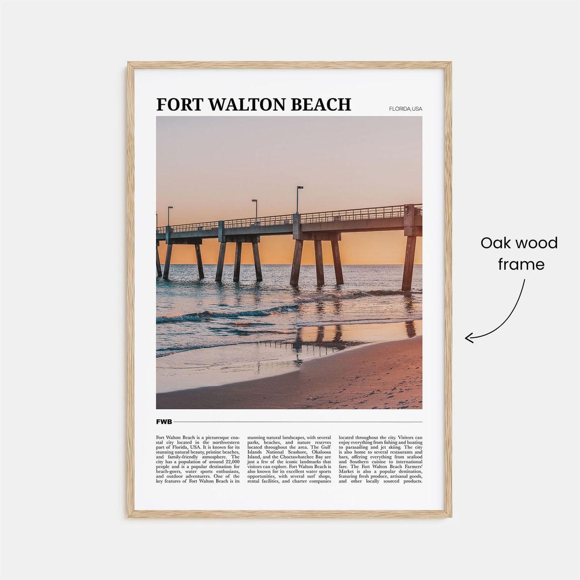Fort Walton Beach Florida USA Sunset Fishing Pier Photo Travel Poster - Image 3