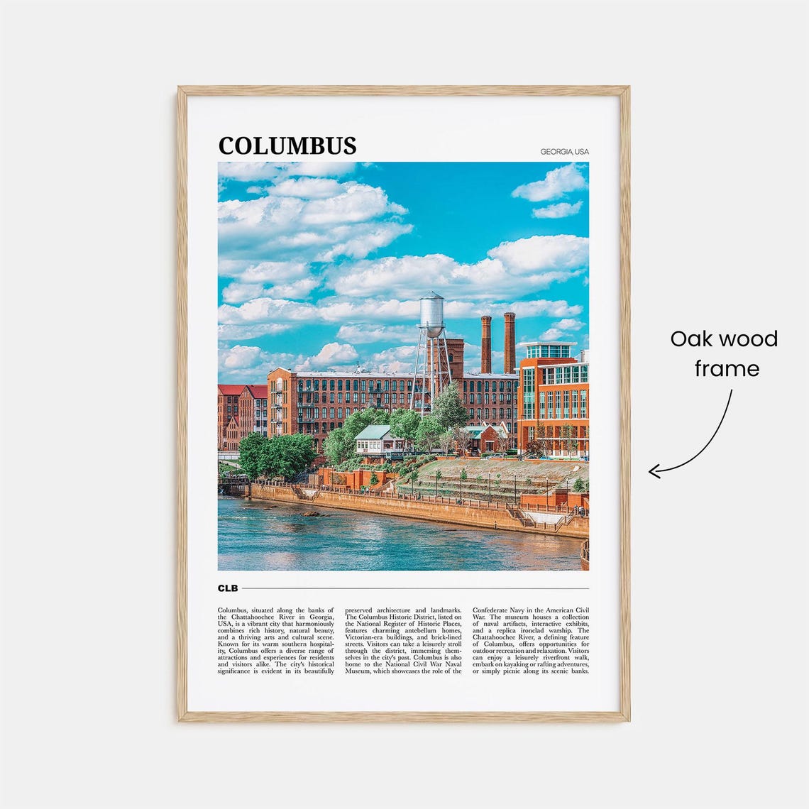 Columbus Georgia Travel Poster Riverwalk Brick Mill Water Tower View - Image 3