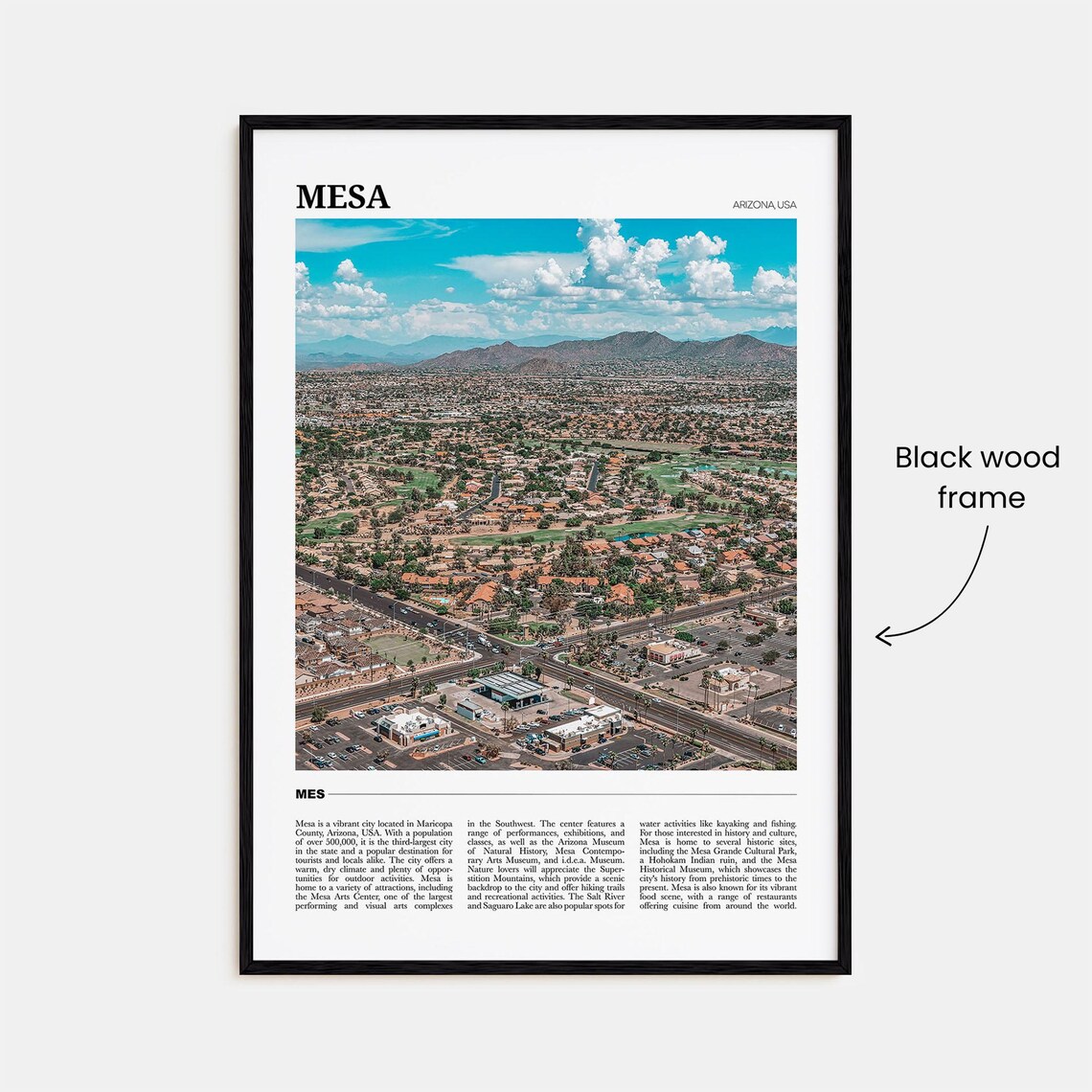 Mesa Arizona Desert Aerial Photo Mountain Skyline Travel Poster - Image 2