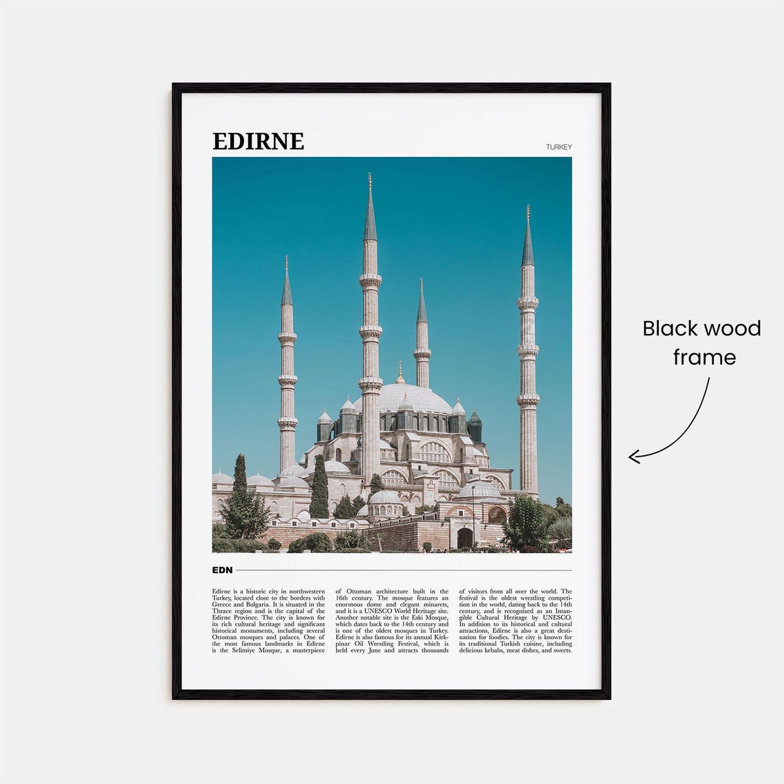 Edirne Turkey Selimiye Mosque Ottoman Architecture Photography Poster - Image 2