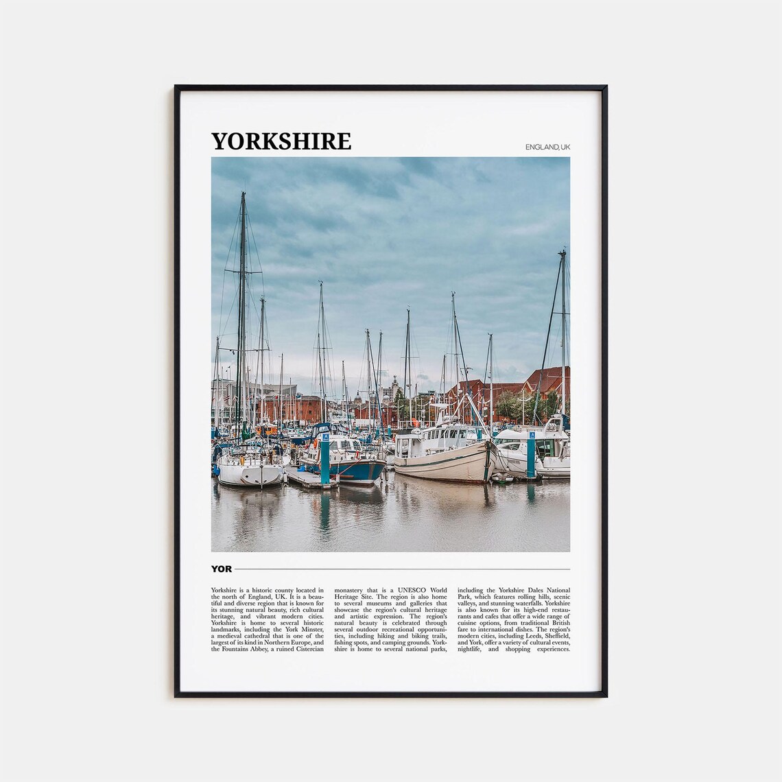 Yorkshire England UK Marina Sailboats Harbor Masts Photo Travel Poster