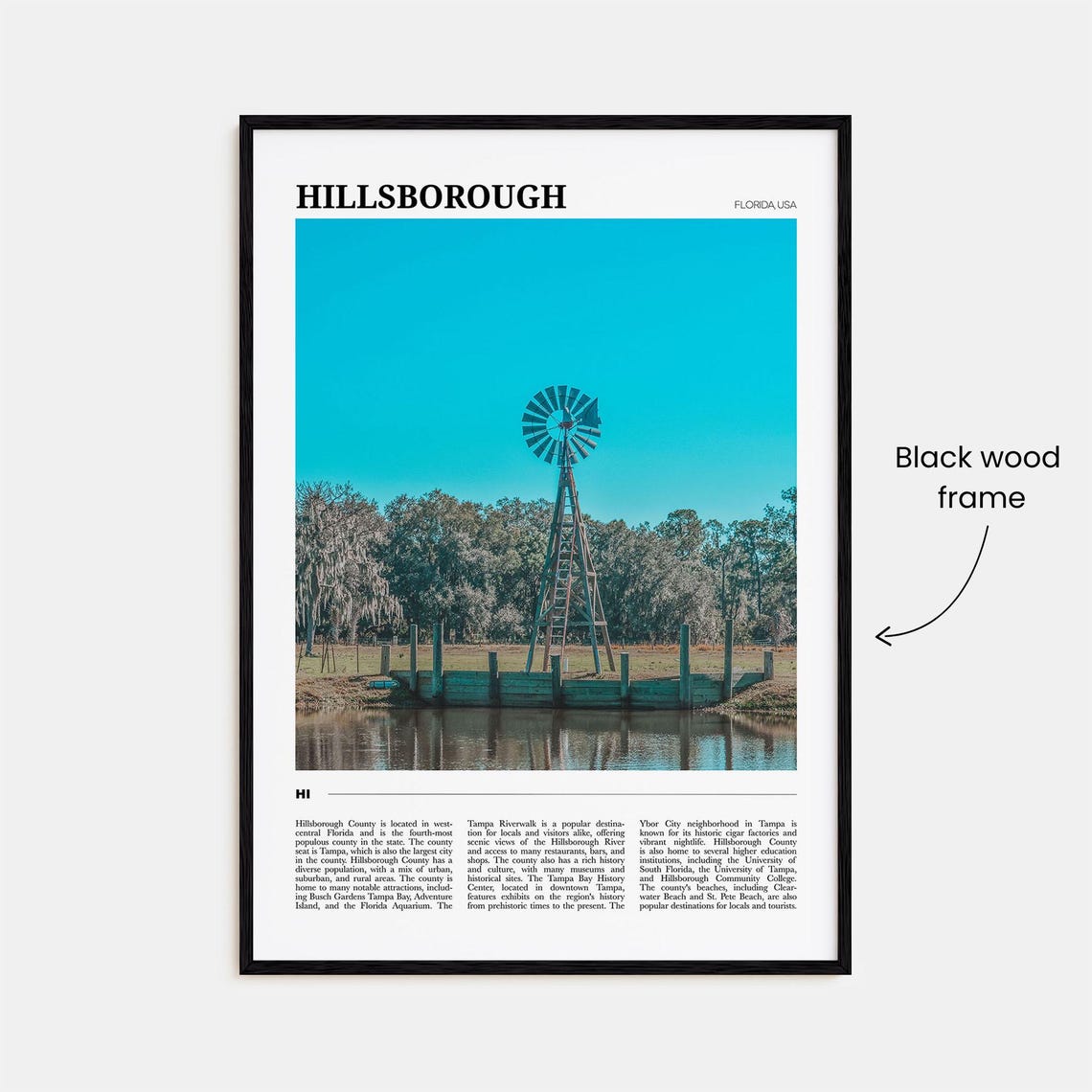 Hillsborough Florida USA Old Rustic Windmill Pond Nature Poster - Image 2