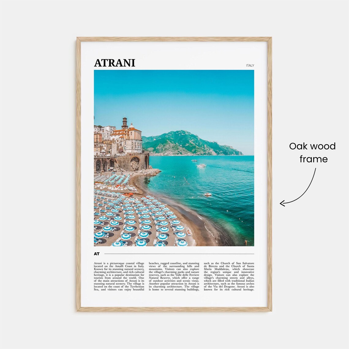 Atrani Italy Amalfi Coast Beach Umbrellas Cliff Village Travel Poster - Image 3