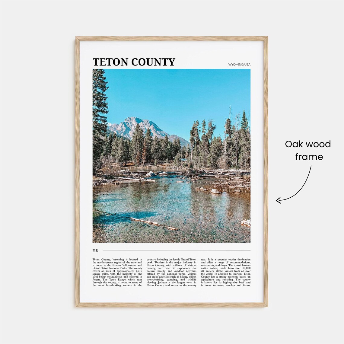 Teton County Wyoming Grand Teton Peak Mountain Stream Travel Poster - Image 3