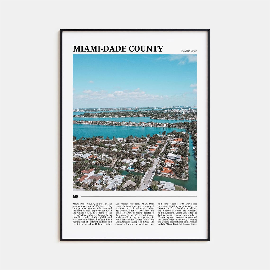 Miami Dade County Florida Aerial Photo Beach Homes Travel Poster