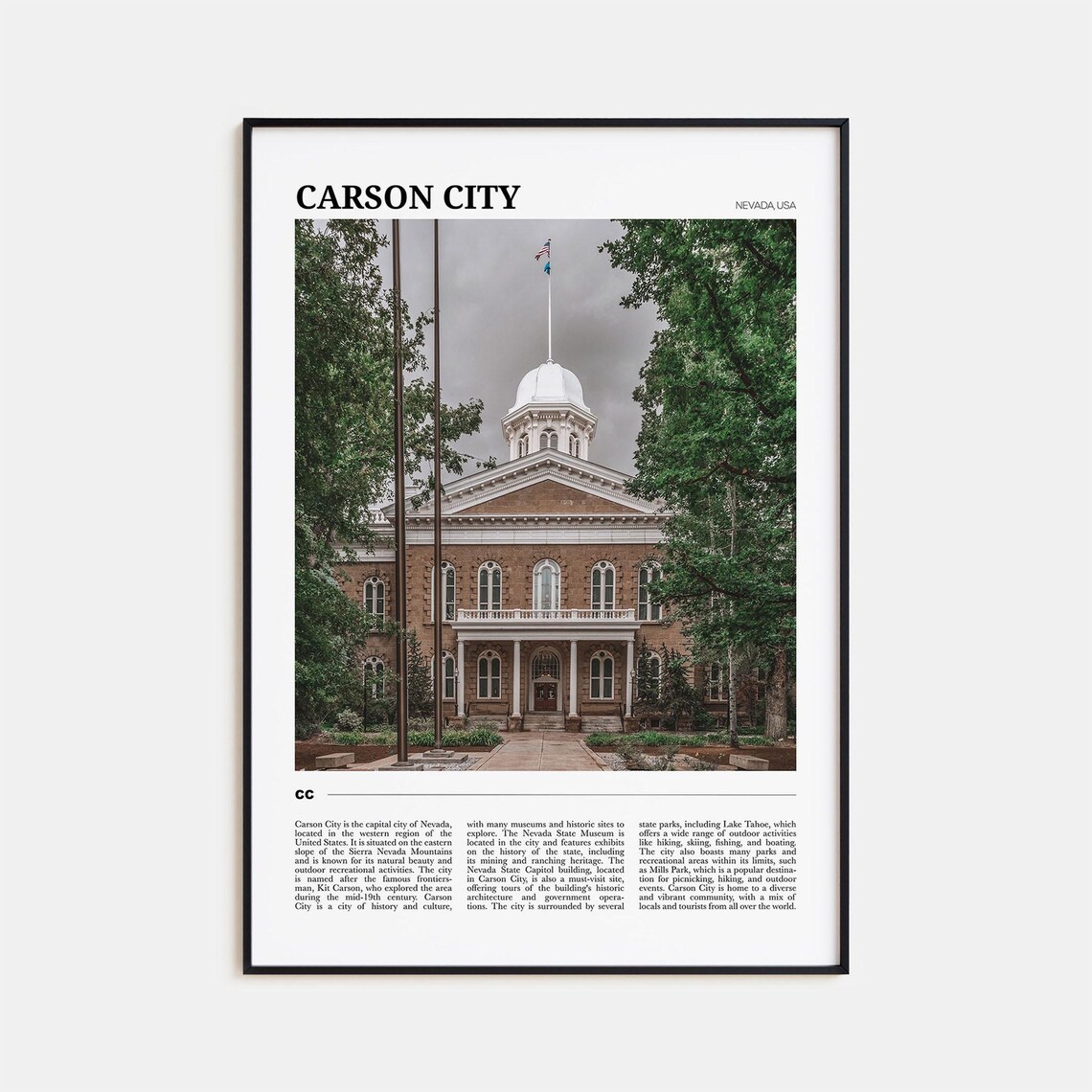 Carson City Nevada State Capitol Building Historic Photo Travel Poster