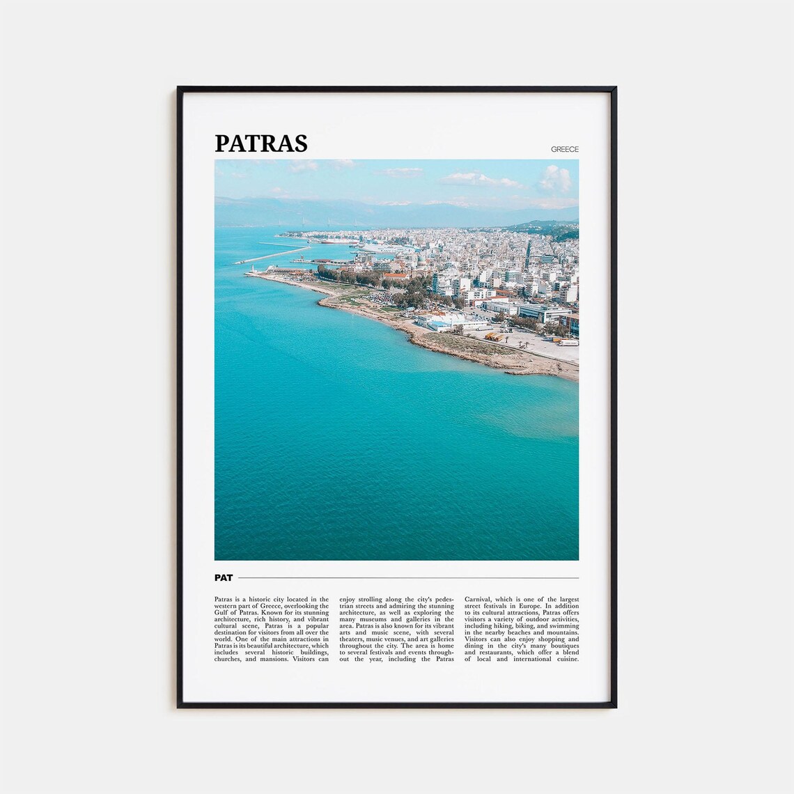 Patras Greece Turquoise Gulf Aerial Coastal Cityscape Poster