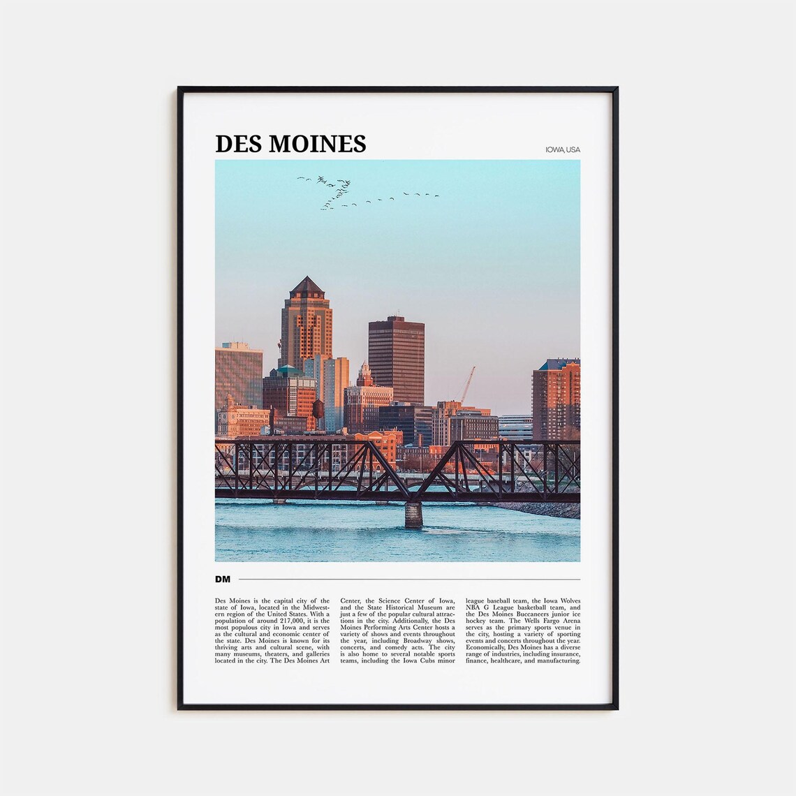 Des Moines Travel Poster No. 2, Iowa Art Print