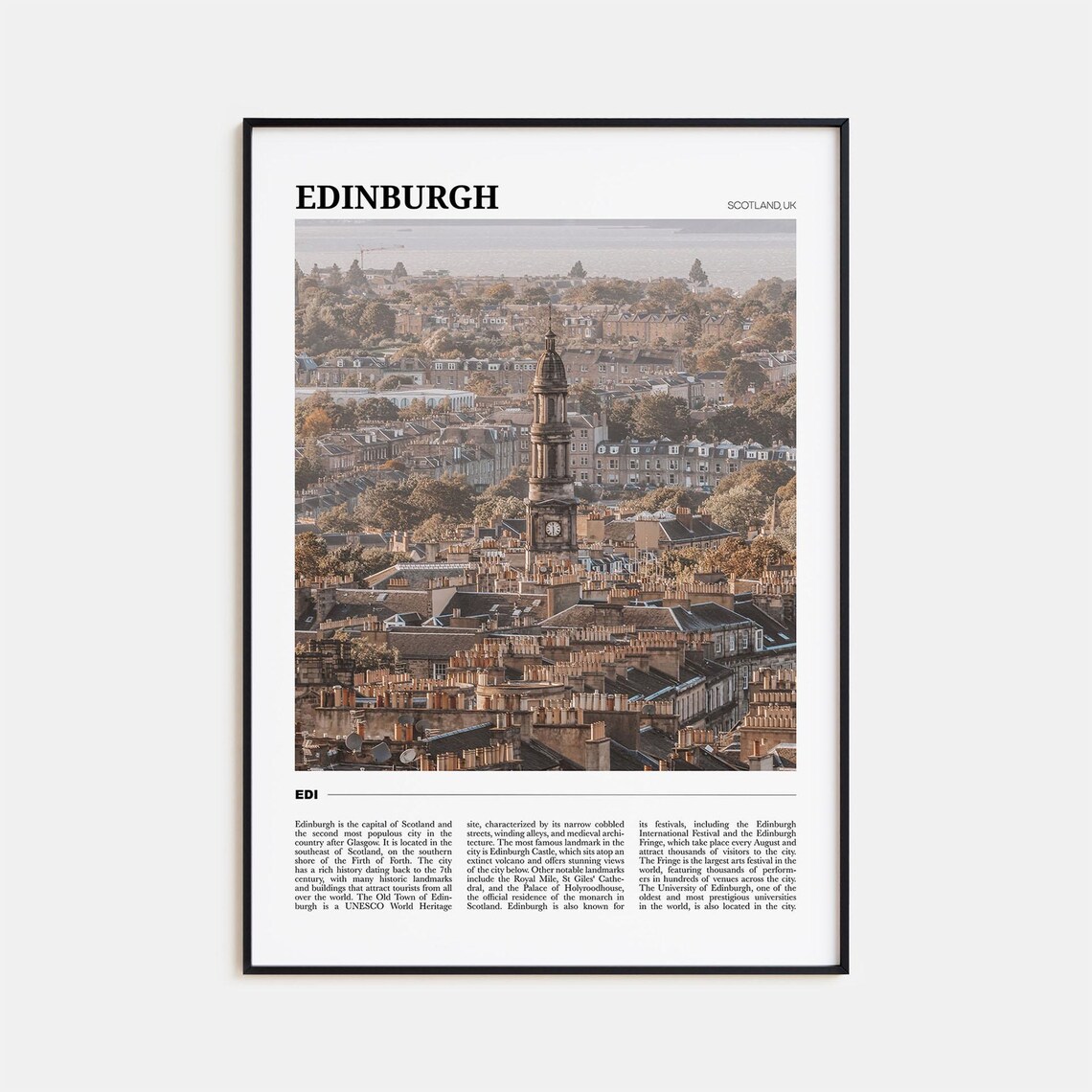 Edinburgh Travel Poster Scotland Travel Poster
