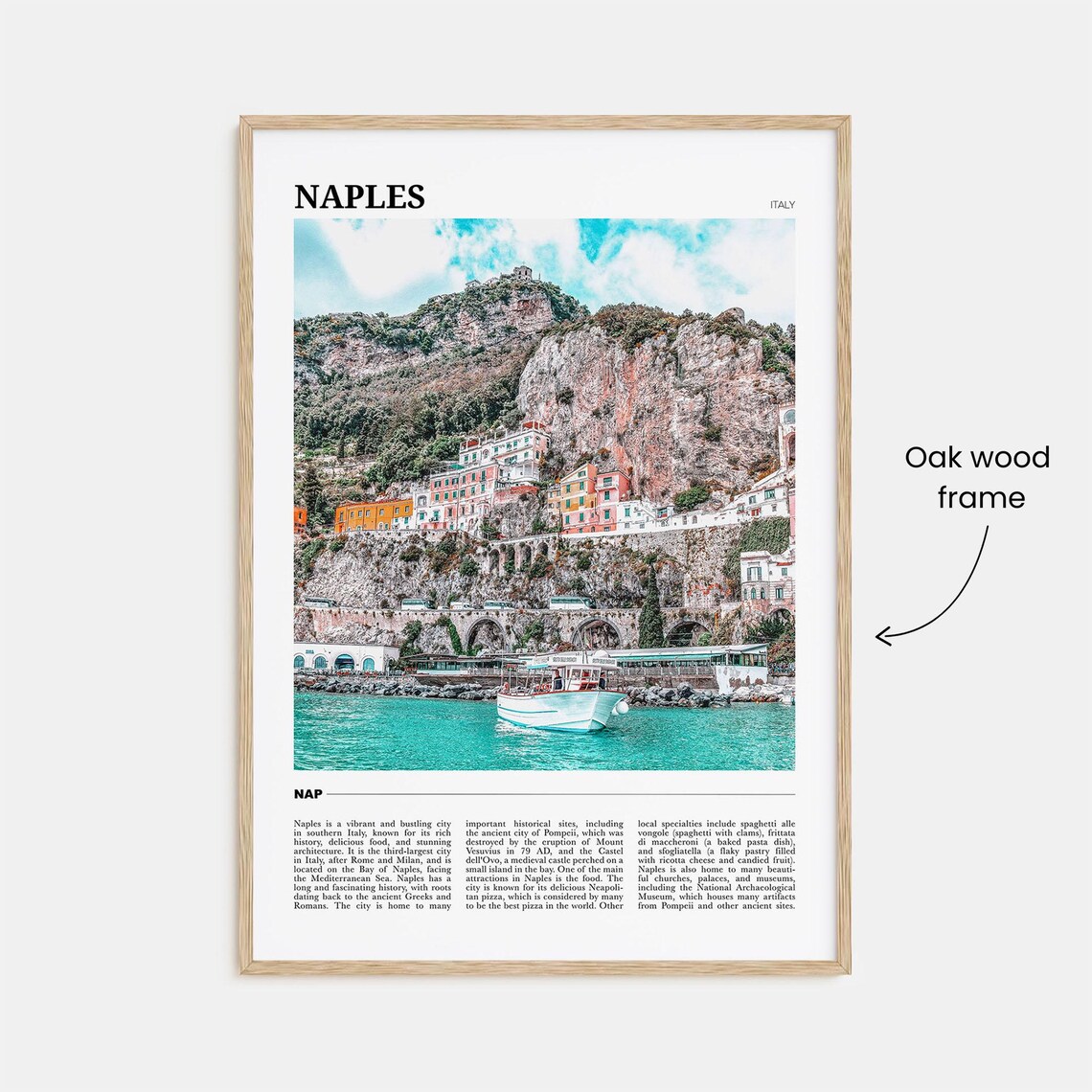 Naples Italy Cliffside Coastal Village Boat Photo Travel Poster - Image 3