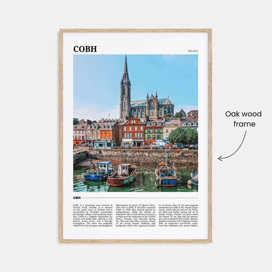 Cobh Ireland Colorful Harbor St Colmans Cathedral View Travel Poster - Image 3
