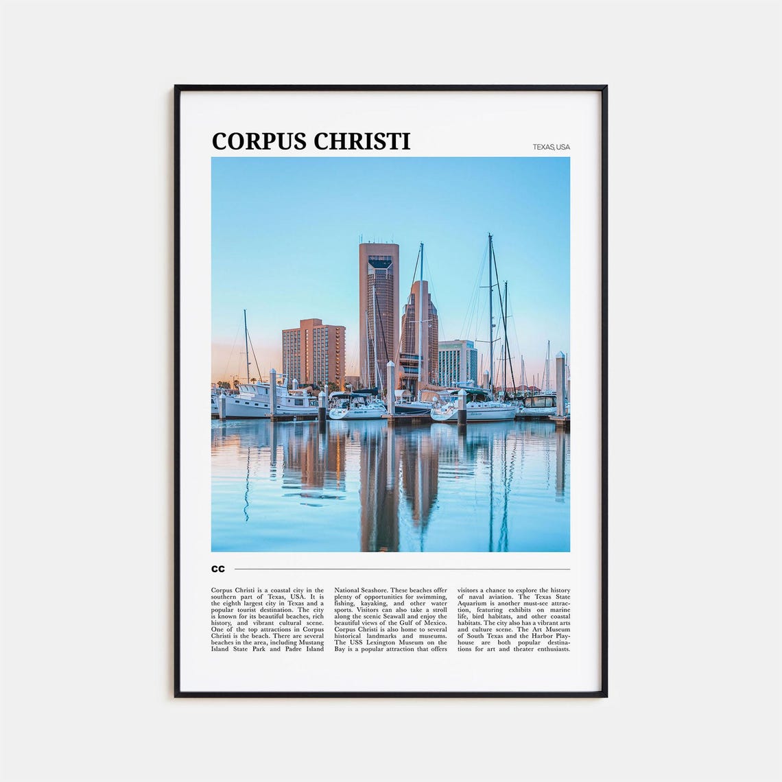 Corpus Christi Texas Marina Sailboats Downtown Skyline Dusk Poster