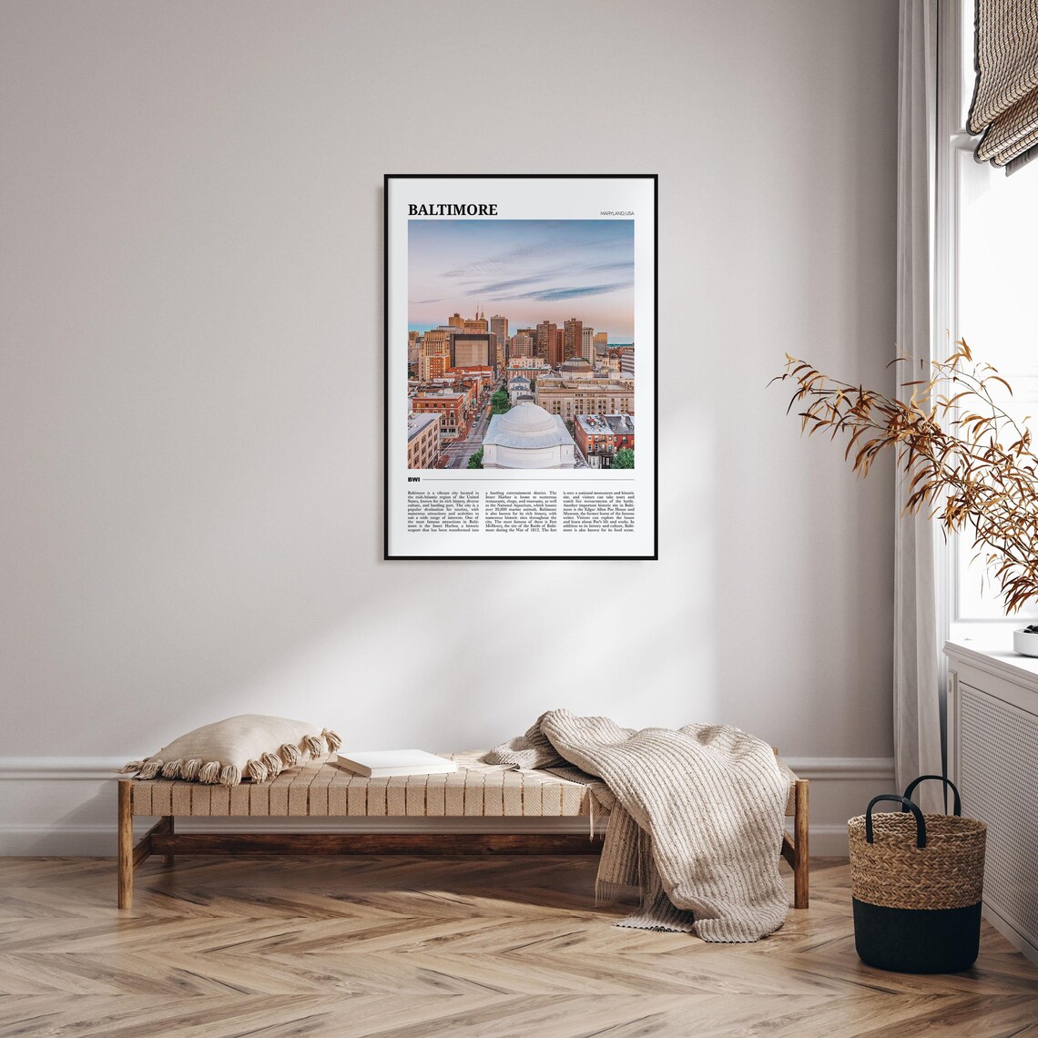 Baltimore Maryland City Skyline Aerial Travel Poster Photo Art - Image 4