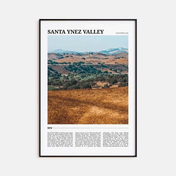 Santa Ynez Valley Travel Poster, Holiday Decor