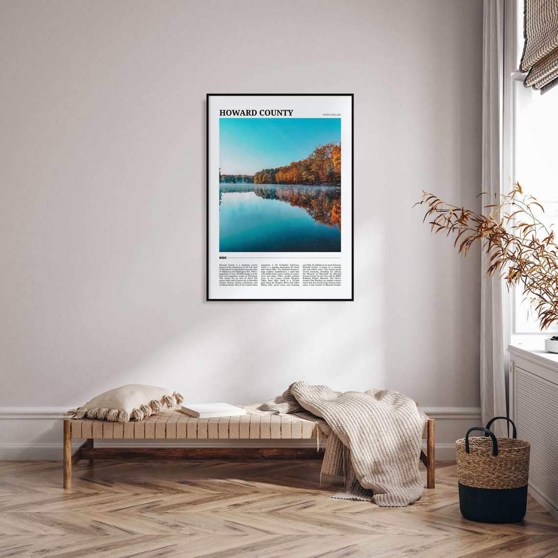 Howard County Maryland USA Serene Autumn Lake Reflection Poster - Image 4