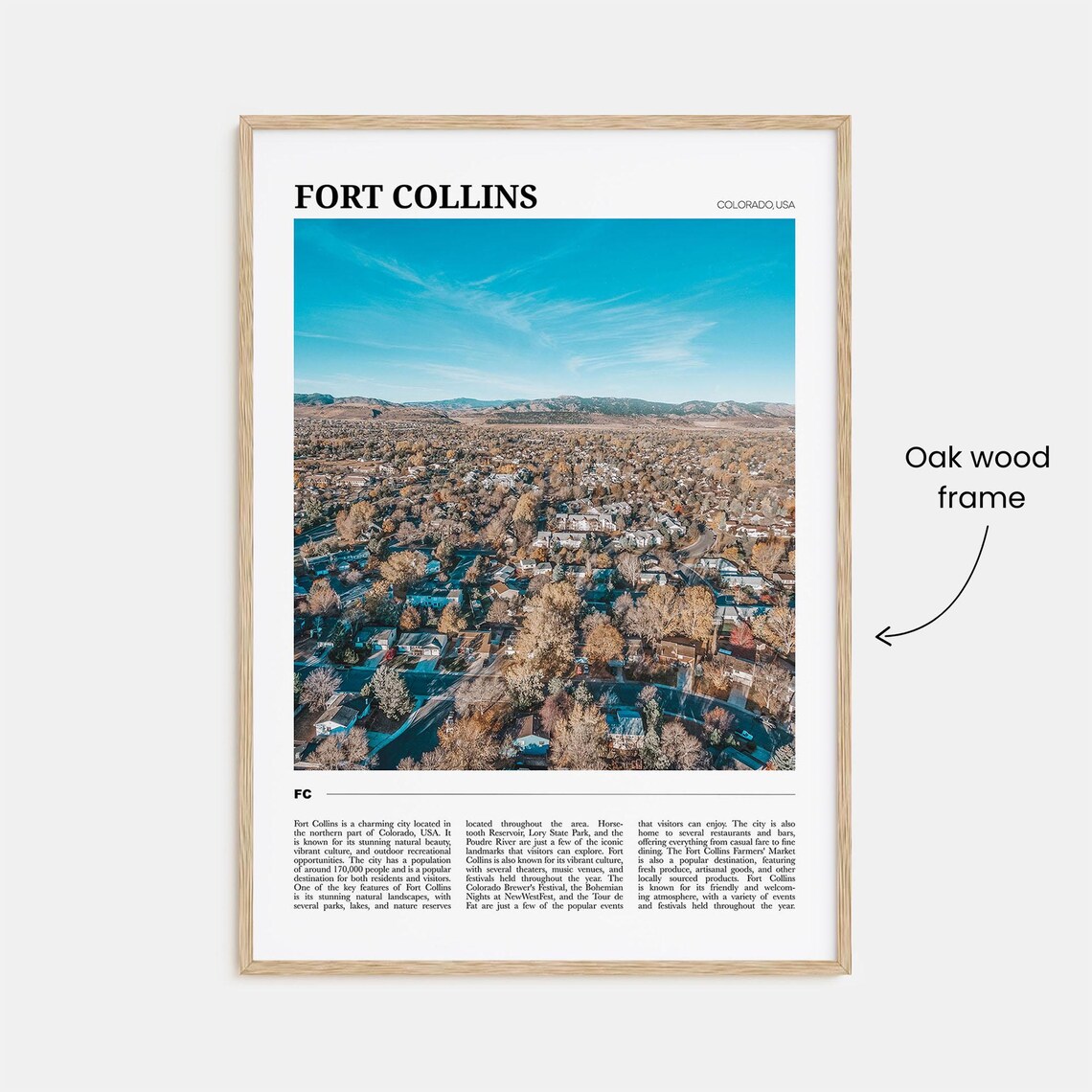 Fort Collins Colorado Aerial City Foothills Autumn View Travel Poster - Image 3