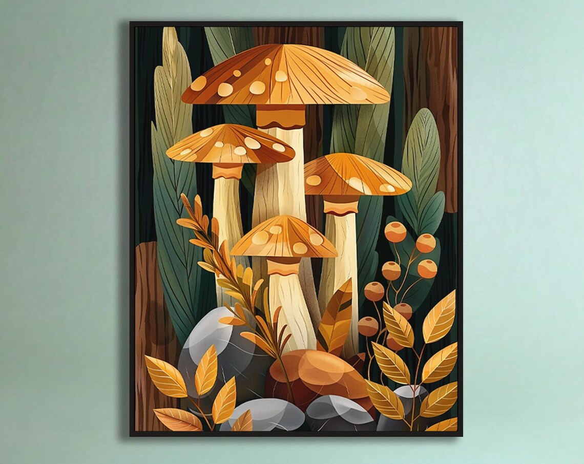 Boho Mushroom Art Print, Bohemian Bedroom Decor - Image 2