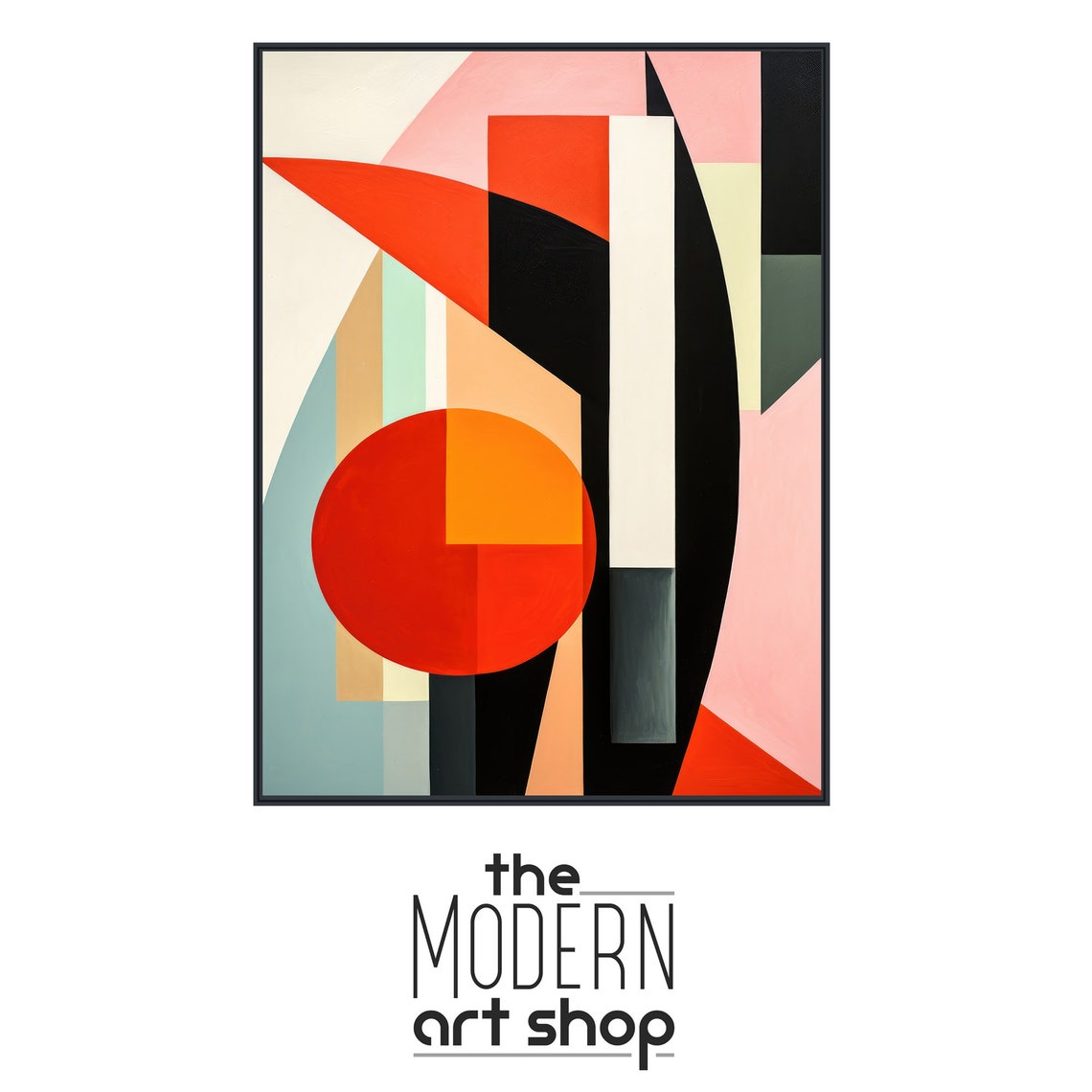 Abstract Tropical Stems Geometric Art In Orange And Teal Poster - Image 4