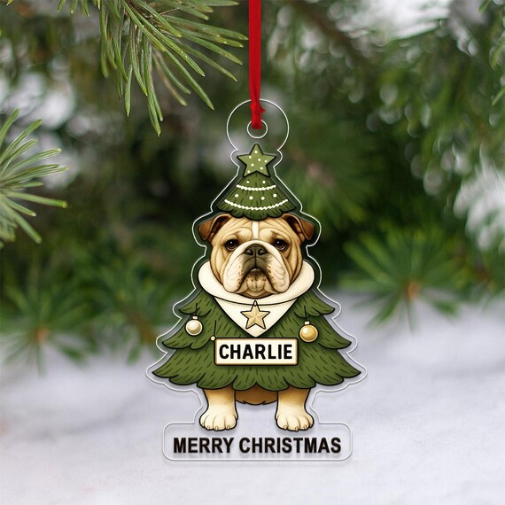 Personalized Bulldog Christmas Tree Costume Ornament Acrylic Print