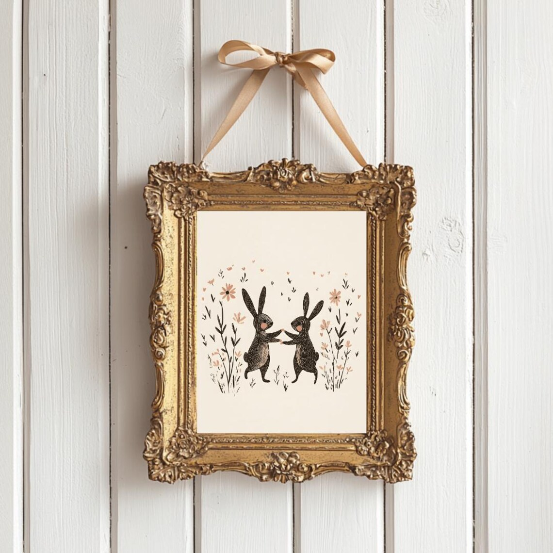 Spring Bunny Easter Decor, Coquette Bunny Art - Image 3