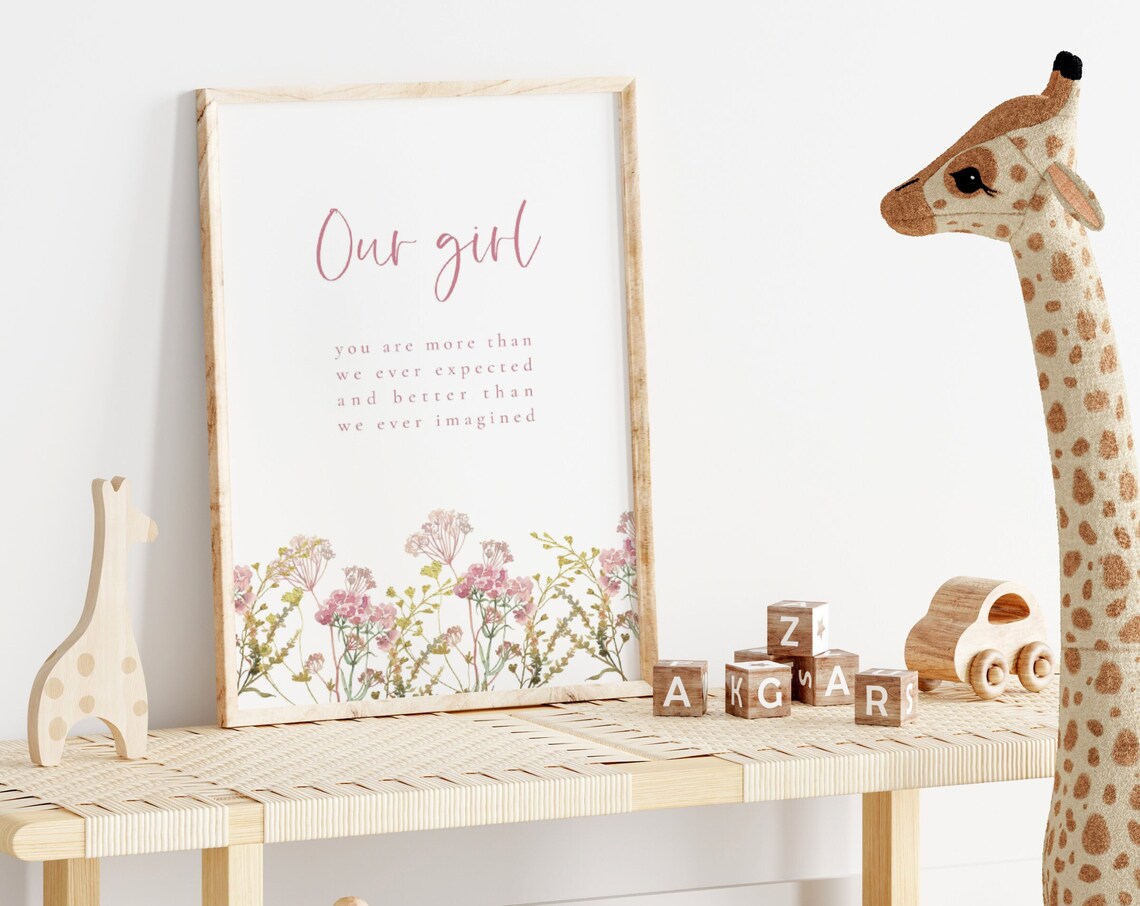 Our Girl More Than We Expected Wildflower Baby Nursery Poster