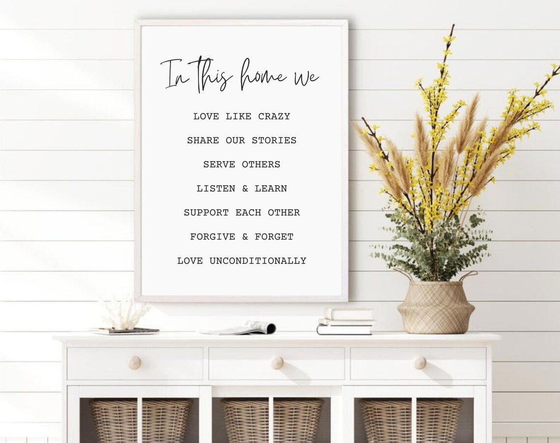 In This Home We Love Like Crazy Family Rules Wall Decor Poster
