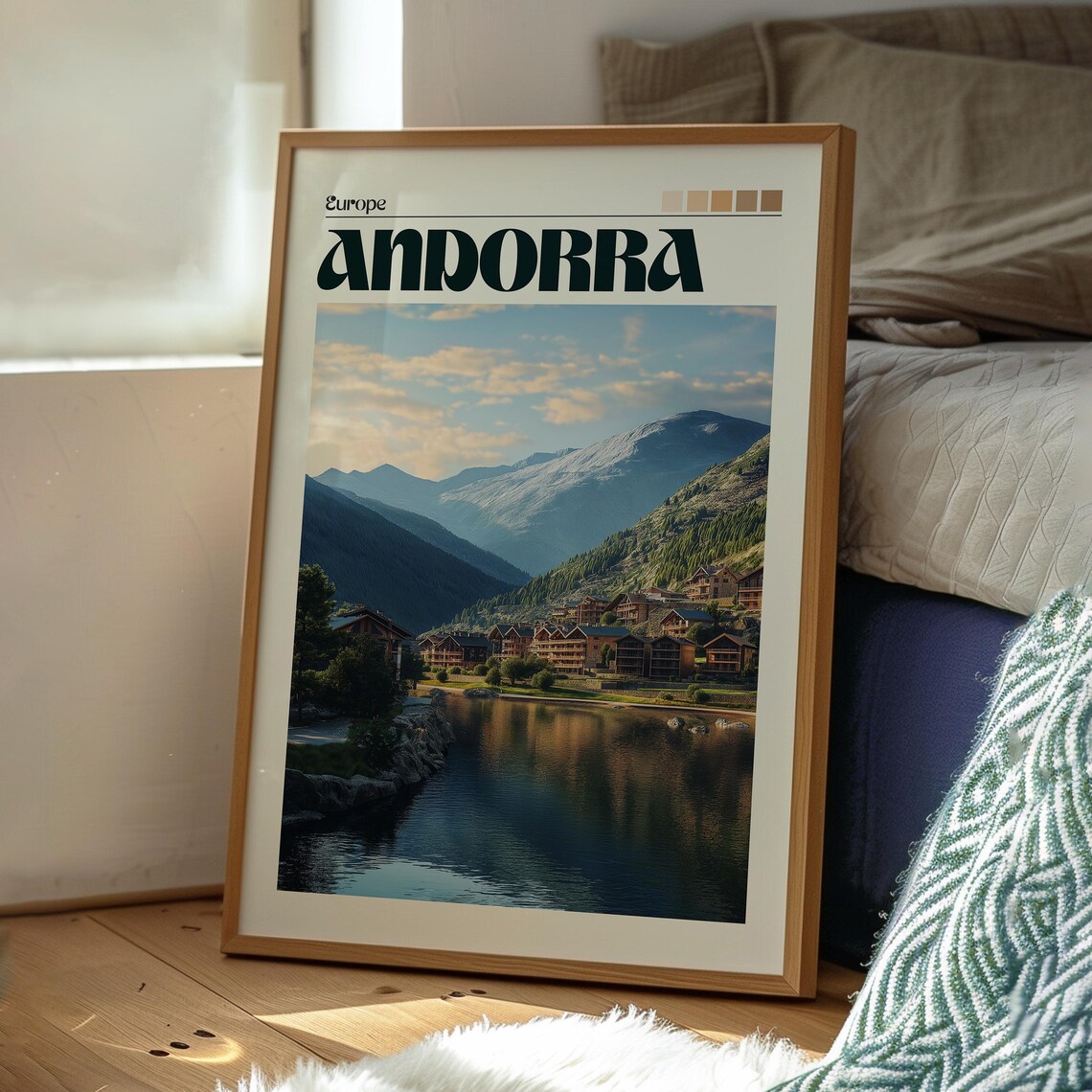 Andorra Europe Alpine Mountain Lake Town Vintage Travel Poster - Image 3