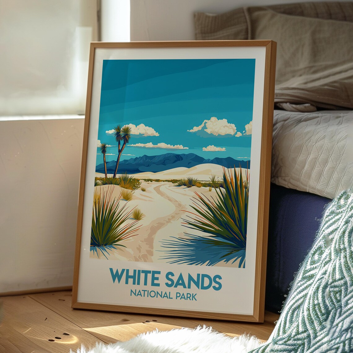White Sands National Park Dunes Desert Mountains New Mexico Travel Poster - Image 3