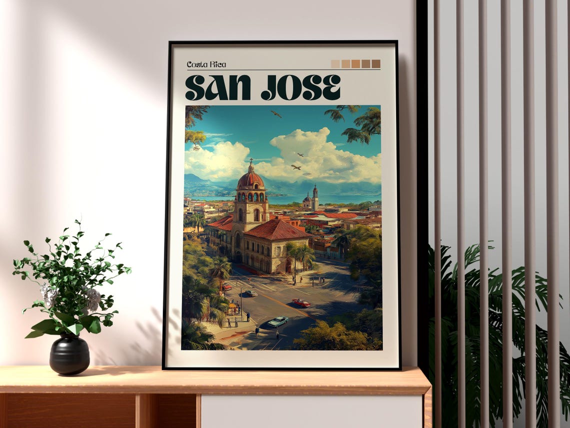 San Jose Print Costa Rica Wall Art Central America Poster Travel Mountains