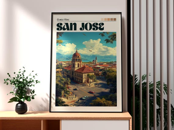 San Jose Print Costa Rica Wall Art Central America Poster Travel Mountains