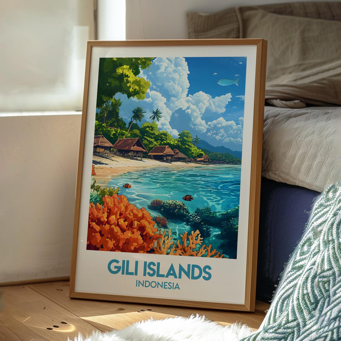 Gili Islands Indonesia Coral Reef Beach Tropical Island Travel Poster - Image 3