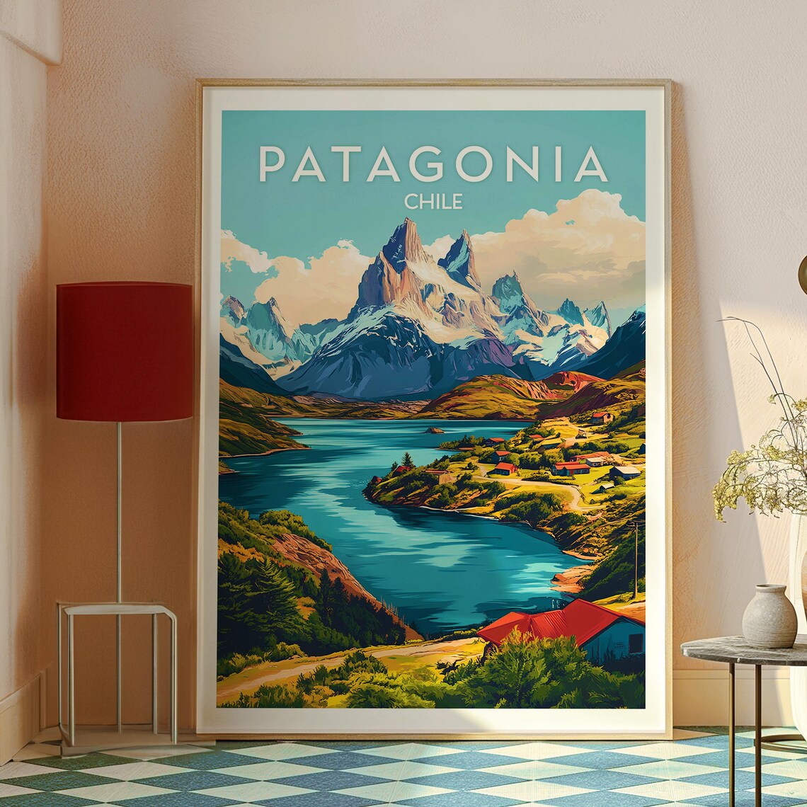Patagonia Chile Granite Peaks Turquoise Lake Wilderness Travel Poster - Image 2