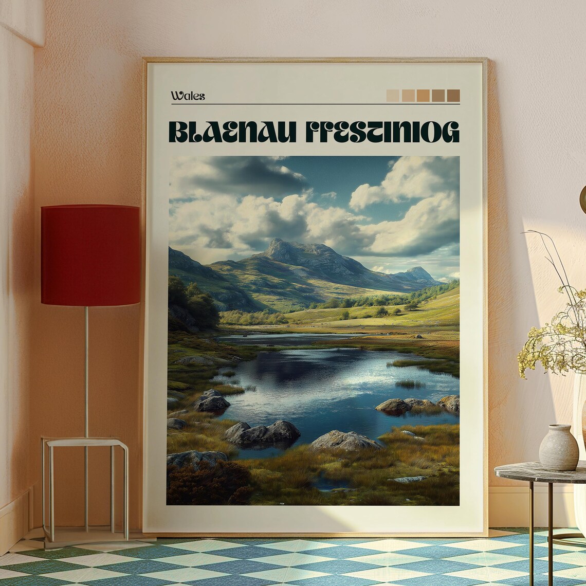 Blaenau Ffestiniog Wales Mountain Lake Landscape Travel Poster - Image 2