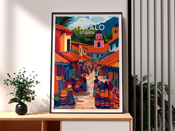 Otavalo Ecuador Colorful Market Street Textiles Culture Poster