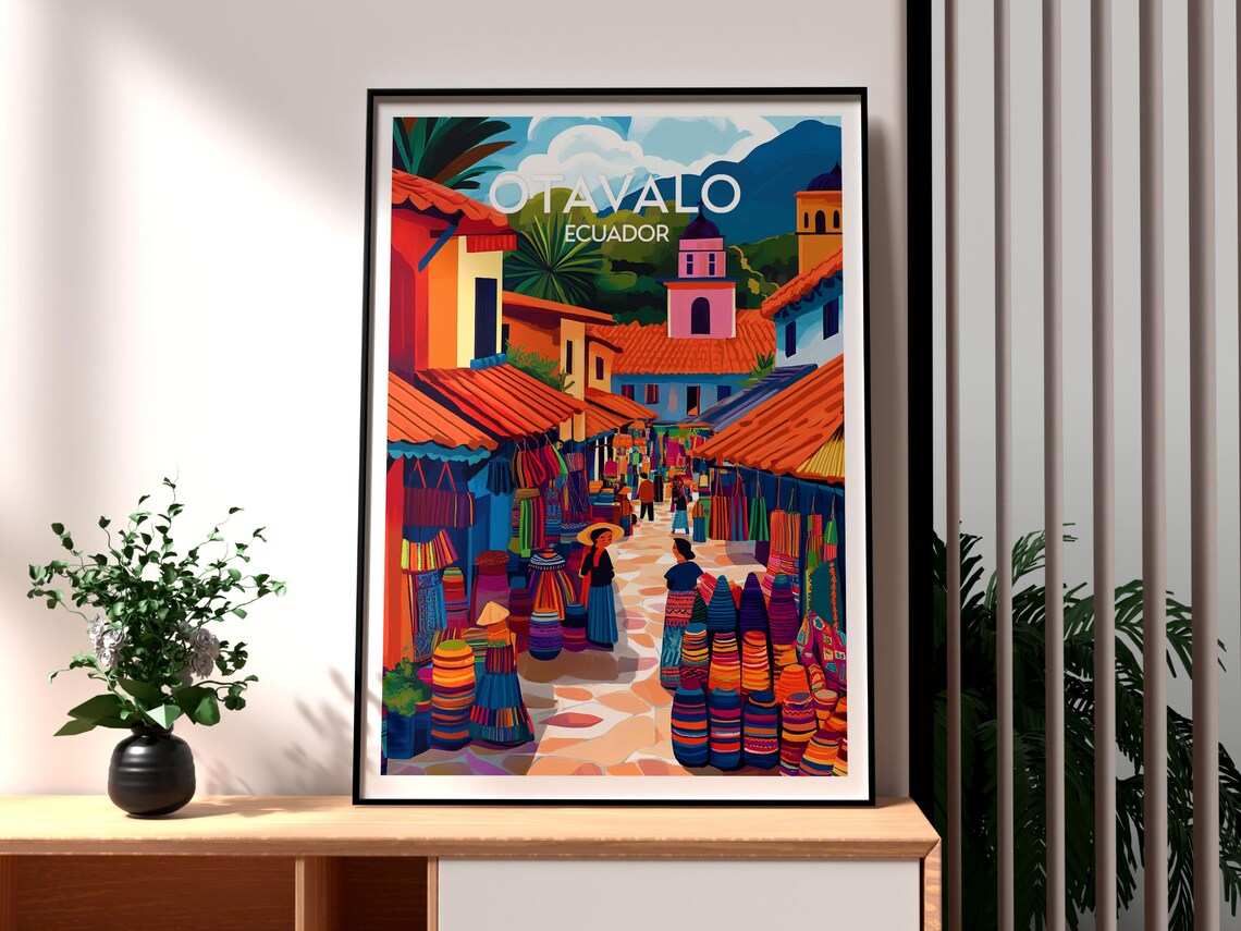 Otavalo Ecuador Colorful Market Street Textiles Culture Poster