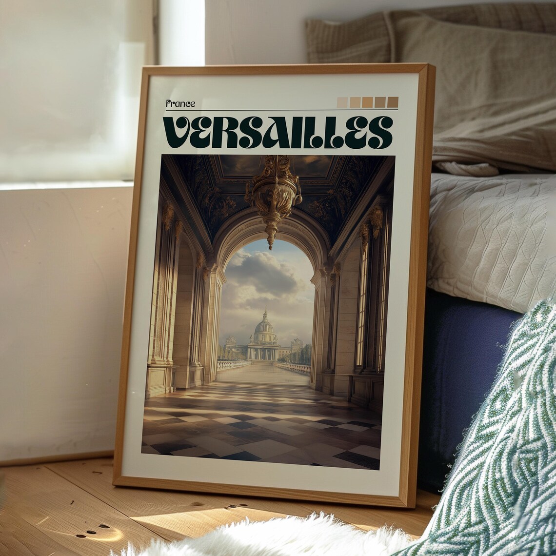 Versailles France Ornate Palace Corridor Checkered Floor Art Poster - Image 3