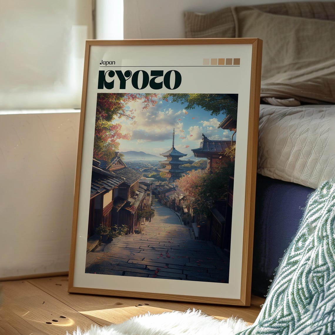 Kyoto Japan Historic Stone Street Old Temple Pagoda View Poster - Image 3