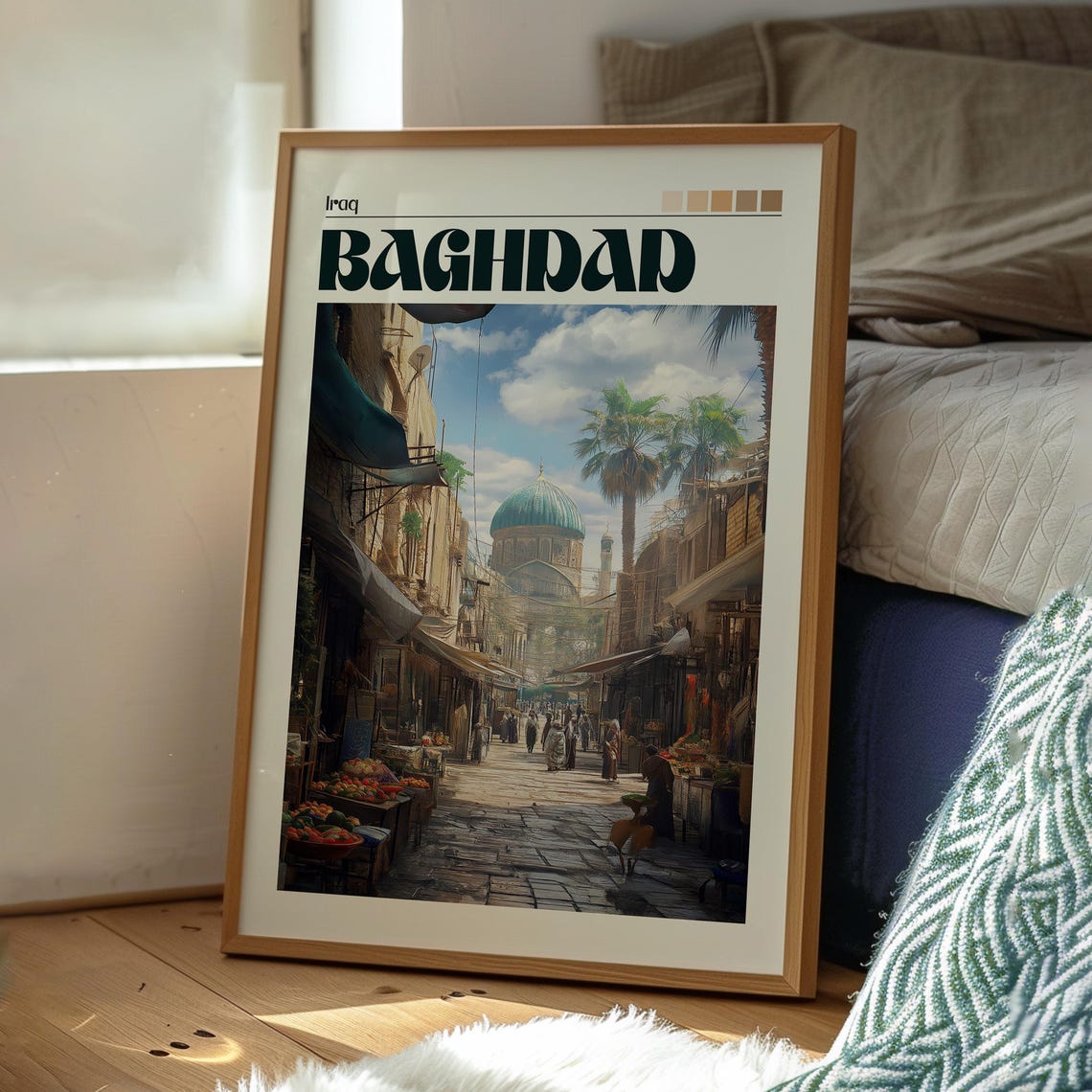 Baghdad Iraq Old Market Street Bazaar Souk Vintage Travel Poster - Image 3