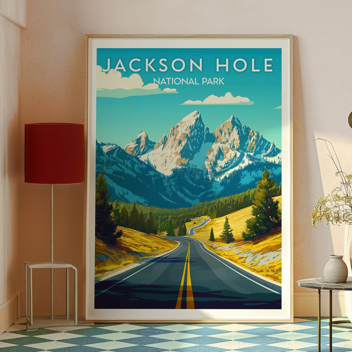 Jackson Hole National Park Winding Mountain Road Wyoming Scenic Poster - Image 2