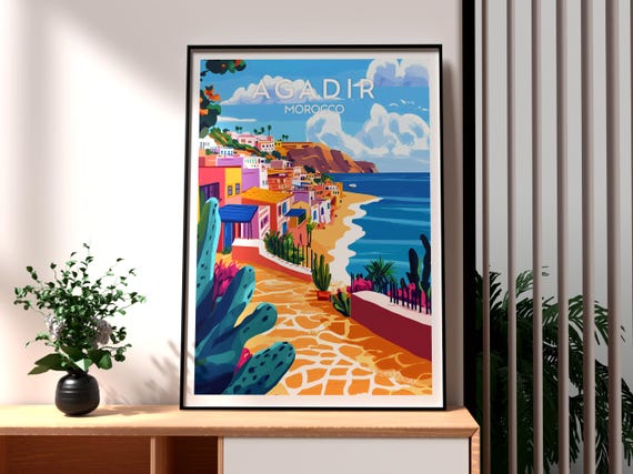 Agadir Print Wall Art Morocco Poster Travel Atlas Mountains Africa City