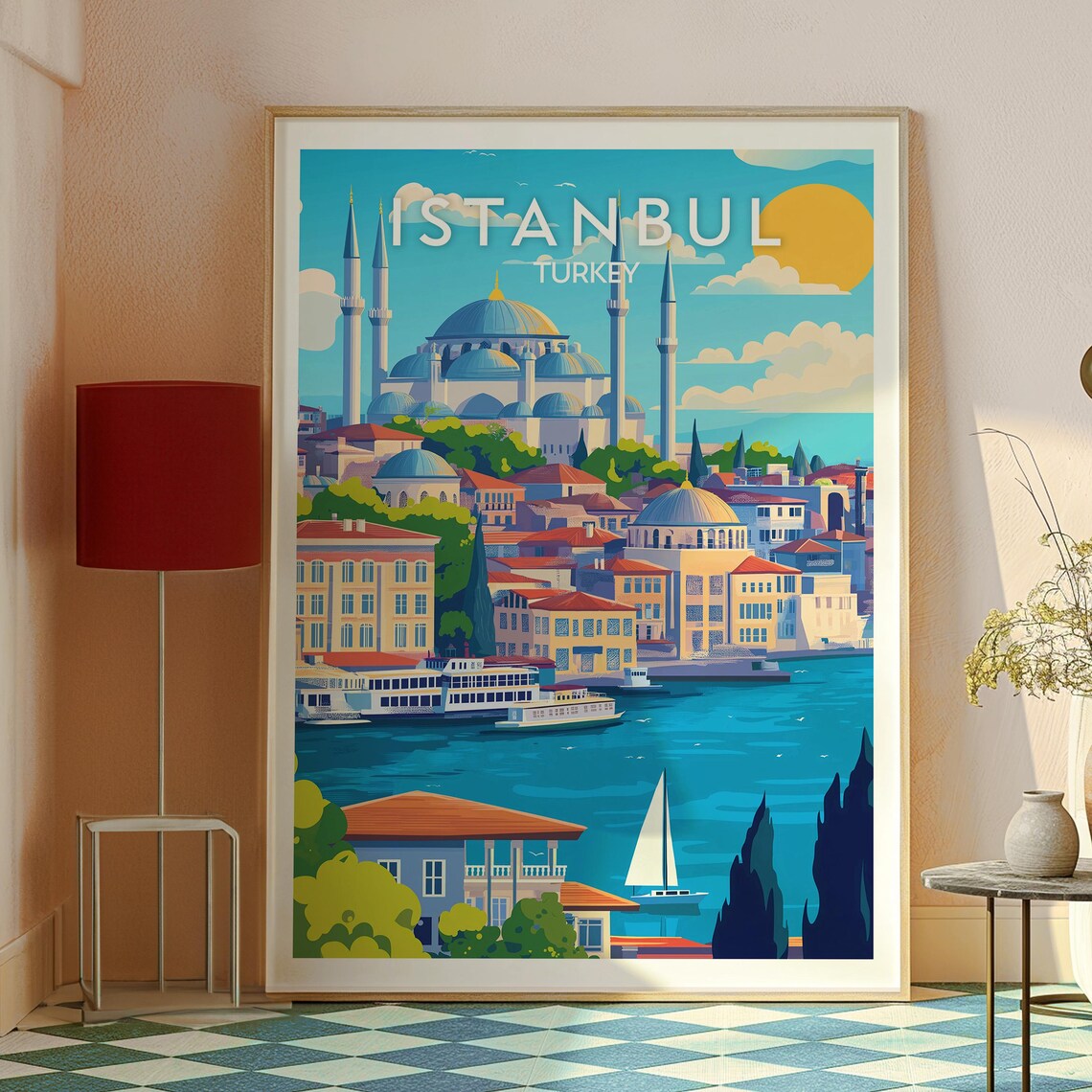Istanbul Turkey Domed Mosque Minarets Golden Horn Travel Poster - Image 2