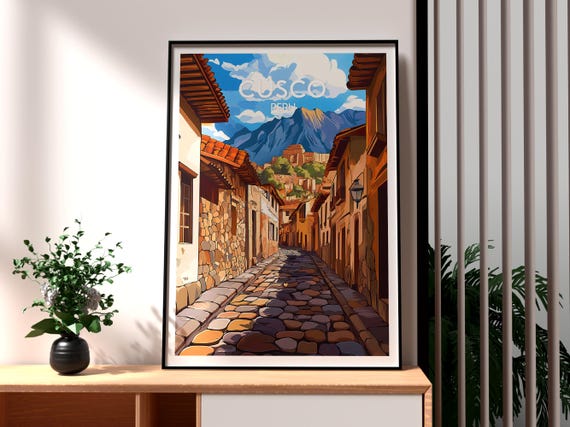 Cusco Poster Art Peru Travel Print Wall Backpacking South America