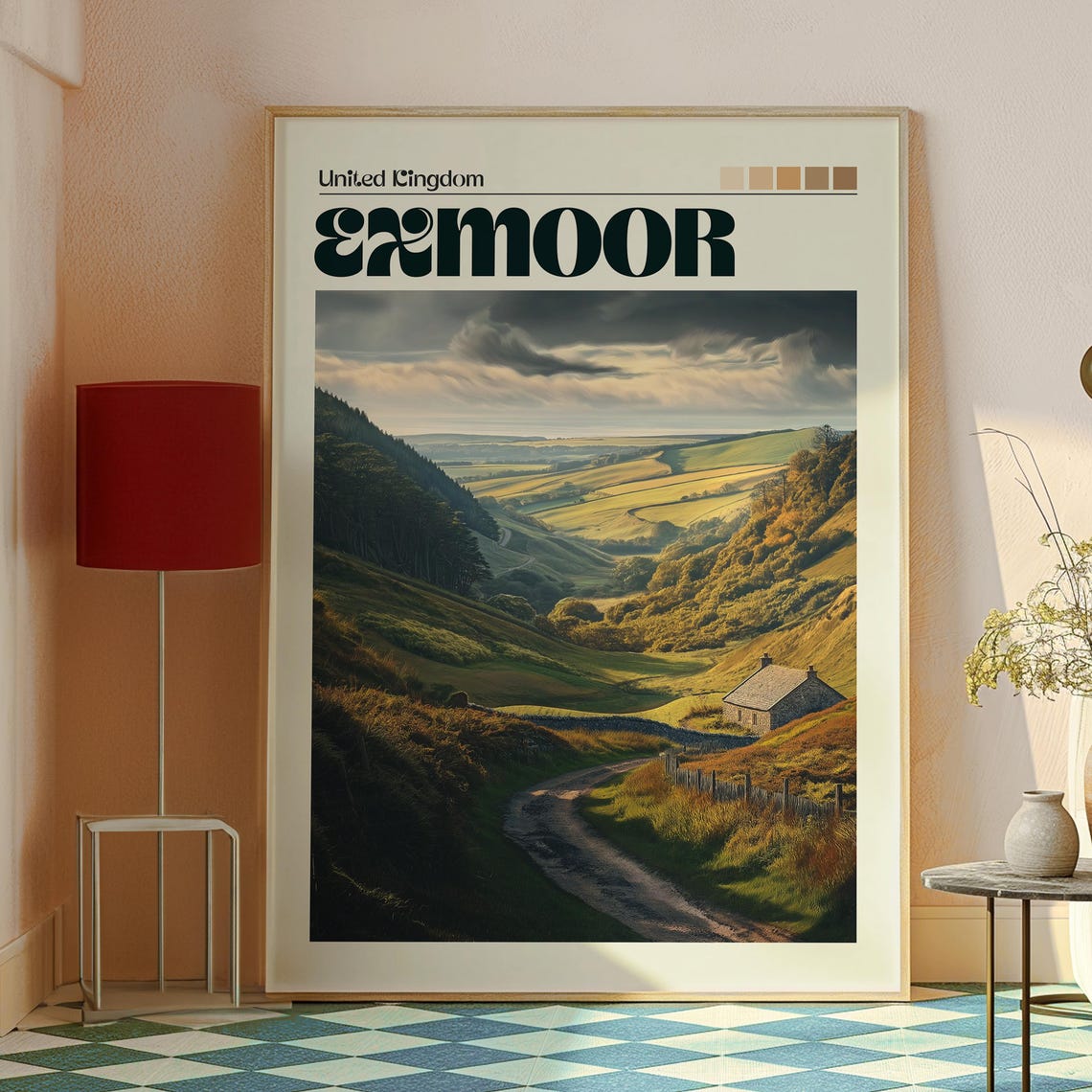 Exmoor United Kingdom Rolling Green Valley Cottage Path Poster - Image 2
