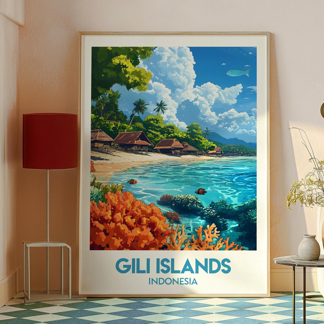 Gili Islands Indonesia Coral Reef Beach Tropical Island Travel Poster - Image 2
