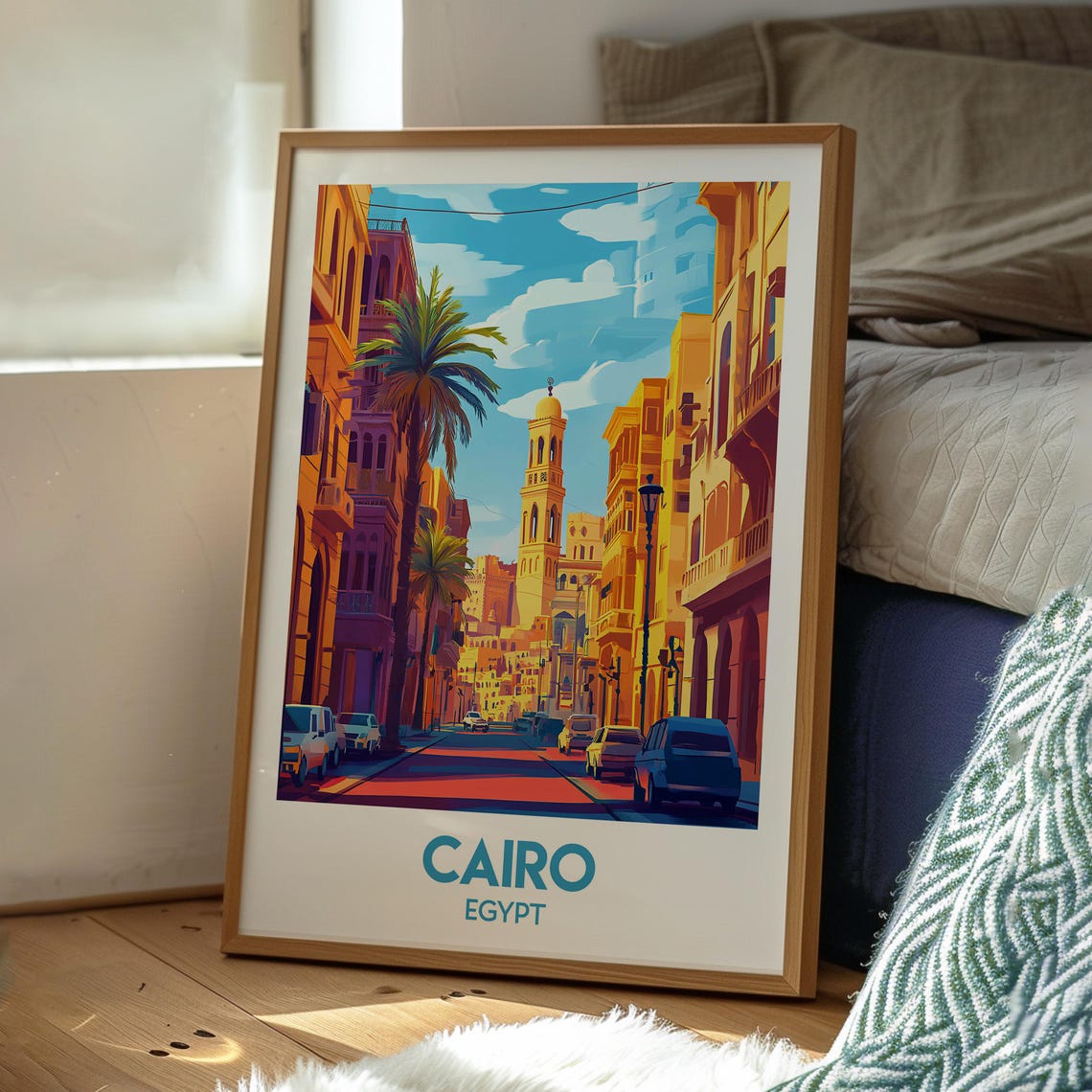 Cairo Poster Egypt Travel The Pyramids Art Print City Wall - Image 3